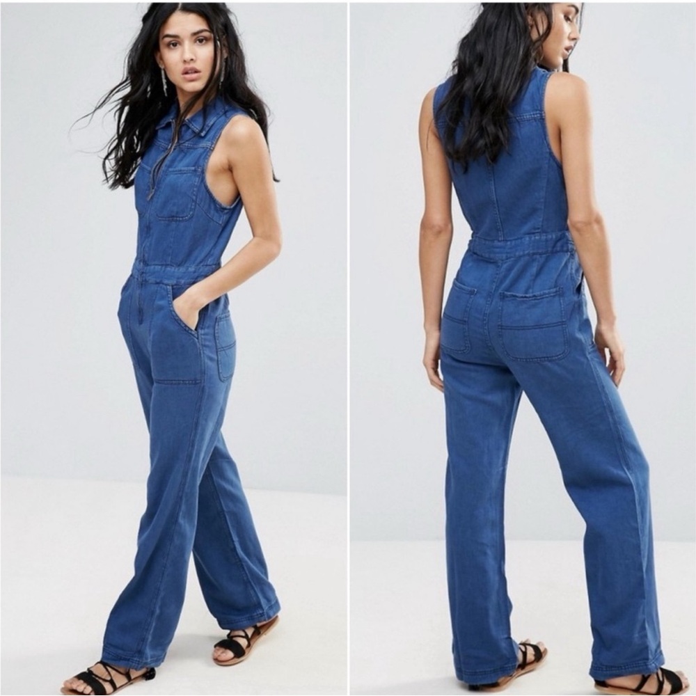 NWT Free People The Wind & More Denim Retro Jumpsuit✌🏻